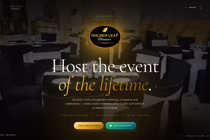 Golden Leaf Banquet — Banquet Hall website by KnownClick