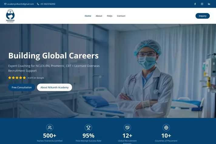 Nilkanth Academy — Education website by KnownClick